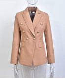 European Casual Slim fitness Metal Gold Button Jacket White Black Khaki Colors Female Blazer