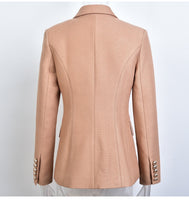 European Casual Slim fitness Metal Gold Button Jacket White Black Khaki Colors Female Blazer
