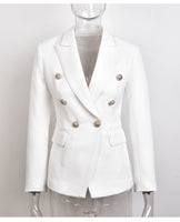European Casual Slim fitness Metal Gold Button Jacket White Black Khaki Colors Female Blazer