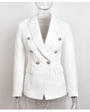 European Casual Slim fitness Metal Gold Button Jacket White Black Khaki Colors Female Blazer