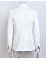European Casual Slim fitness Metal Gold Button Jacket White Black Khaki Colors Female Blazer