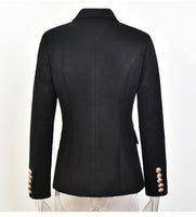 European Casual Slim fitness Metal Gold Button Jacket White Black Khaki Colors Female Blazer