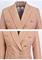 European Casual Slim fitness Metal Gold Button Jacket White Black Khaki Colors Female Blazer
