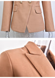 European Casual Slim fitness Metal Gold Button Jacket White Black Khaki Colors Female Blazer