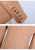 European Casual Slim fitness Metal Gold Button Jacket White Black Khaki Colors Female Blazer