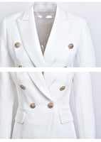 European Casual Slim fitness Metal Gold Button Jacket White Black Khaki Colors Female Blazer