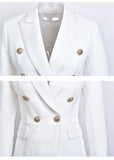 European Casual Slim fitness Metal Gold Button Jacket White Black Khaki Colors Female Blazer