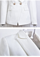 European Casual Slim fitness Metal Gold Button Jacket White Black Khaki Colors Female Blazer