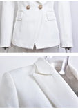 European Casual Slim fitness Metal Gold Button Jacket White Black Khaki Colors Female Blazer