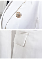 European Casual Slim fitness Metal Gold Button Jacket White Black Khaki Colors Female Blazer
