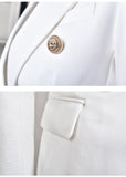 European Casual Slim fitness Metal Gold Button Jacket White Black Khaki Colors Female Blazer