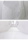 European Casual Slim fitness Metal Gold Button Jacket White Black Khaki Colors Female Blazer