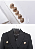 European Casual Slim fitness Metal Gold Button Jacket White Black Khaki Colors Female Blazer