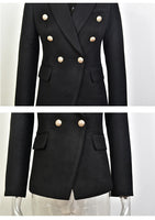 European Casual Slim fitness Metal Gold Button Jacket White Black Khaki Colors Female Blazer