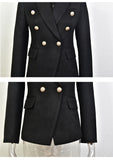European Casual Slim fitness Metal Gold Button Jacket White Black Khaki Colors Female Blazer