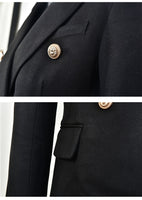 European Casual Slim fitness Metal Gold Button Jacket White Black Khaki Colors Female Blazer