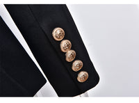 European Casual Slim fitness Metal Gold Button Jacket White Black Khaki Colors Female Blazer