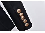 European Casual Slim fitness Metal Gold Button Jacket White Black Khaki Colors Female Blazer