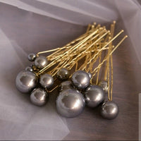 18 pics/lot Women Sparkling Pearls Hairpins Handmade Silver Hair Sticks European Pearls Hairbands Wedding Hair Accessories