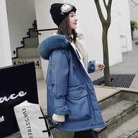 Winter Jacket Women Large Natural Fox Fur White Duck Down Coat Thick Parkas Warm Sash Tie Up Zipper Down Snow Outerwear