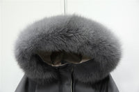Winter Jacket Women Large Natural Fox Fur White Duck Down Coat Thick Parkas Warm Sash Tie Up Zipper Down Snow Outerwear