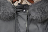 Winter Jacket Women Large Natural Fox Fur White Duck Down Coat Thick Parkas Warm Sash Tie Up Zipper Down Snow Outerwear