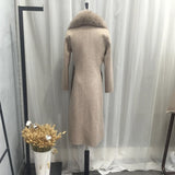 Autumn Winter Fashion  100% Real Wool Cloak Women with Real Fox Fur Collar Removable Woolen Coat