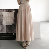 Casual Satin Flare Maxi Wide Leg Pants Women High Waist Solid Thin Loose Chiffon Trousers Summer  Skirt Pants