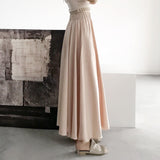Casual Satin Flare Maxi Wide Leg Pants Women High Waist Solid Thin Loose Chiffon Trousers Summer  Skirt Pants