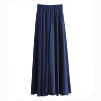 Casual Satin Flare Maxi Wide Leg Pants Women High Waist Solid Thin Loose Chiffon Trousers Summer  Skirt Pants
