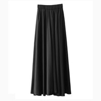 Casual Satin Flare Maxi Wide Leg Pants Women High Waist Solid Thin Loose Chiffon Trousers Summer  Skirt Pants