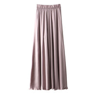 Casual Satin Flare Maxi Wide Leg Pants Women High Waist Solid Thin Loose Chiffon Trousers Summer  Skirt Pants