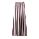 Casual Satin Flare Maxi Wide Leg Pants Women High Waist Solid Thin Loose Chiffon Trousers Summer  Skirt Pants