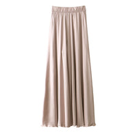 Casual Satin Flare Maxi Wide Leg Pants Women High Waist Solid Thin Loose Chiffon Trousers Summer  Skirt Pants