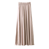 Casual Satin Flare Maxi Wide Leg Pants Women High Waist Solid Thin Loose Chiffon Trousers Summer  Skirt Pants