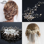 New Design Handmade Crystal Wedding Hair Accessories Tiara Headband Headpiece Simulated Pearl Bridal Hair Jewelry