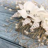 New Design Handmade Crystal Wedding Hair Accessories Tiara Headband Headpiece Simulated Pearl Bridal Hair Jewelry