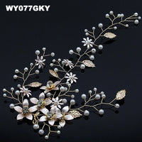 New Design Handmade Crystal Wedding Hair Accessories Tiara Headband Headpiece Simulated Pearl Bridal Hair Jewelry