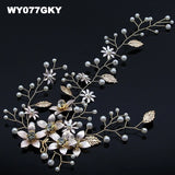New Design Handmade Crystal Wedding Hair Accessories Tiara Headband Headpiece Simulated Pearl Bridal Hair Jewelry