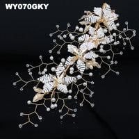 New Design Handmade Crystal Wedding Hair Accessories Tiara Headband Headpiece Simulated Pearl Bridal Hair Jewelry
