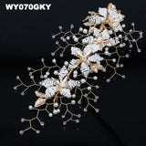 New Design Handmade Crystal Wedding Hair Accessories Tiara Headband Headpiece Simulated Pearl Bridal Hair Jewelry