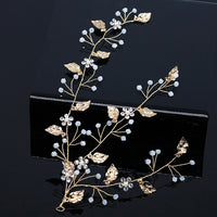 New Design Handmade Crystal Wedding Hair Accessories Tiara Headband Headpiece Simulated Pearl Bridal Hair Jewelry