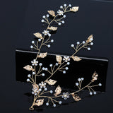 New Design Handmade Crystal Wedding Hair Accessories Tiara Headband Headpiece Simulated Pearl Bridal Hair Jewelry