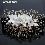 New Design Handmade Crystal Wedding Hair Accessories Tiara Headband Headpiece Simulated Pearl Bridal Hair Jewelry
