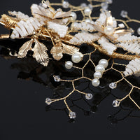 New Design Handmade Crystal Wedding Hair Accessories Tiara Headband Headpiece Simulated Pearl Bridal Hair Jewelry