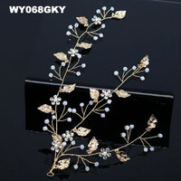 New Design Handmade Crystal Wedding Hair Accessories Tiara Headband Headpiece Simulated Pearl Bridal Hair Jewelry