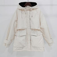 Winter Jacket Women Large Natural Fox Fur White Duck Down Coat Thick Parkas Warm Sash Tie Up Zipper Down Snow Outerwear