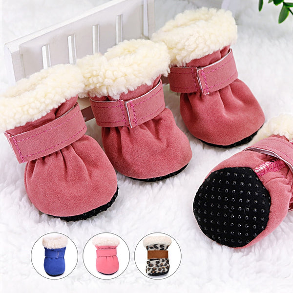 4pcs Pet Dog Shoes Waterproof Winter Dog Boots Socks Anti-slip Puppy Cat Rain Snow Booties Footwear For Small Dogs Chihuahua
