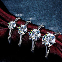Classic 925 Sterling Silver Ring 1ct 2ct 3ct Round Brilliant Cut Simple style Engagement Anniversary Ring Exquisite Craftsmanshi
