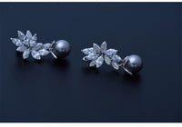 New Hot Selling Statement Brincos Micro Paved Tiny CZ Gray Simulated Pearl Drop Earrings for Women Dangle Jewelry Gift